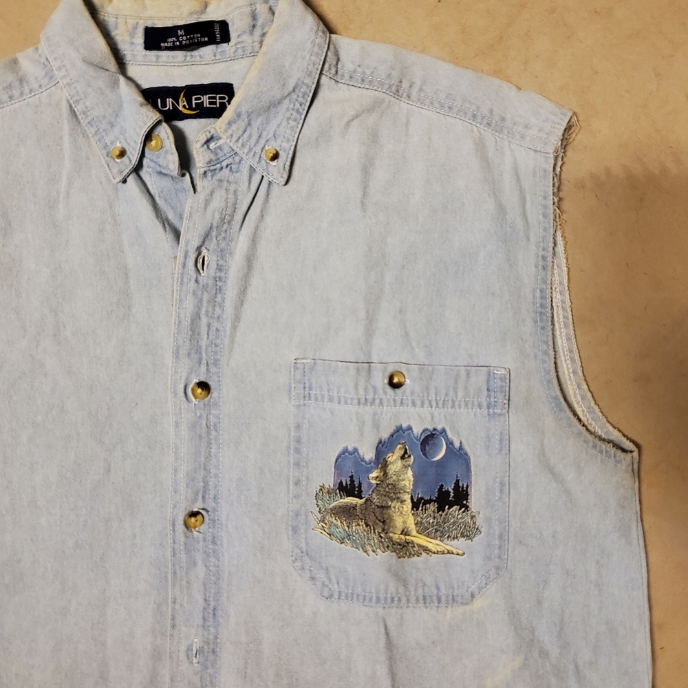 Vintage 2003 Sturgis Eagle Denim Biker shirt Motorcycle Rally Shirt M